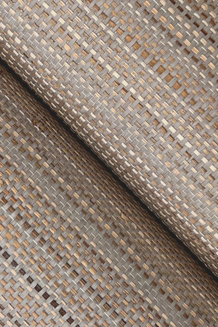 York GV0203 Ronald Redding Grasscloth & Natural Resource Marled Abaca Grey/Neutral - tapeta strukturalna w paski