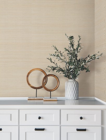 York GV0272 Ronald Redding Grasscloth & Natural Resource Modern Abaca Dune - tapeta z liści abacki w delikatne paski