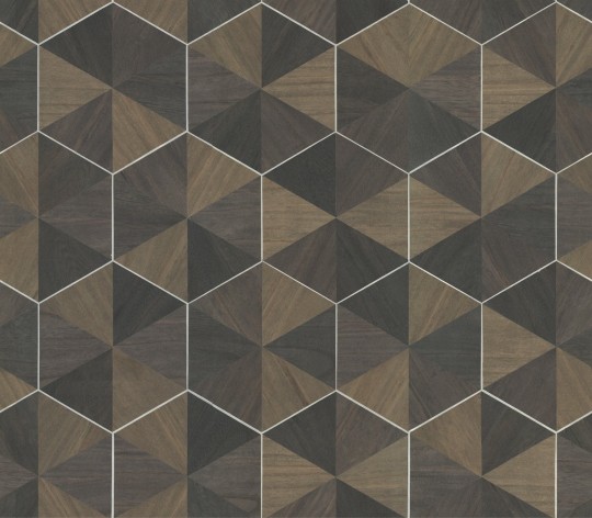 York HO2103GV Ronald Redding Grasscloth & Natural Resource Hexagram Wood Veneer Smoke - tapeta geometryczna imitująca drewno