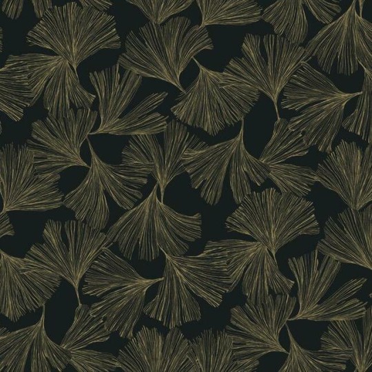 York DD3742 Antonina Vella Dazzling Dimensions Vol II Ginkgo Toss Black - tapeta w liście miłorzębu japońskiego