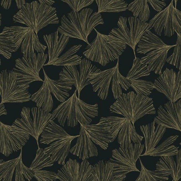 York DD3742 Antonina Vella Dazzling Dimensions Vol II Ginkgo Toss Black - tapeta w liście miłorzębu japońskiego