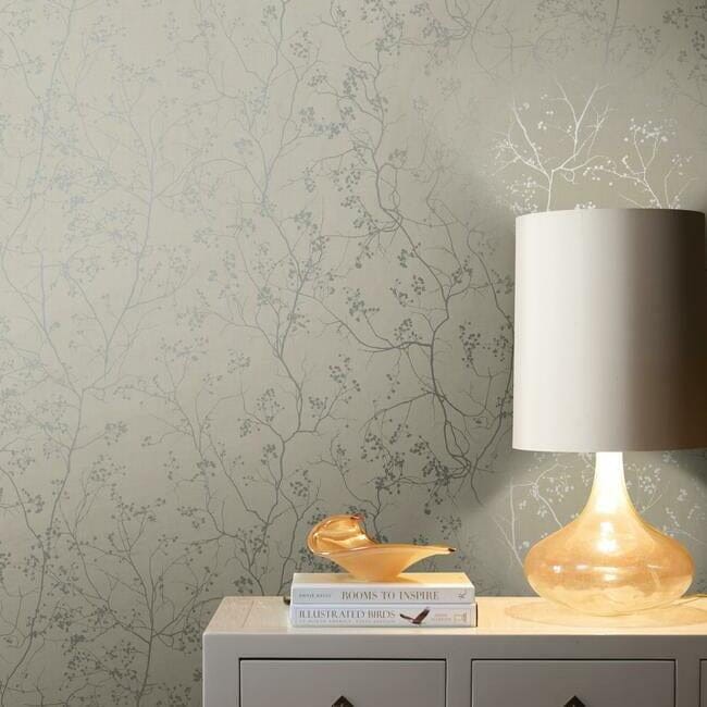 York DD3814 Antonina Vella Dazzling Dimensions Vol II Luminous Branches Grey/Silver - tapeta w roślinny motyw