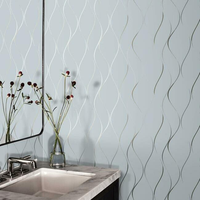 York DD3701 Antonina Vella Dazzling Dimensions Vol II Wavy Stripe Light Blue - tapeta w metaliczne linie