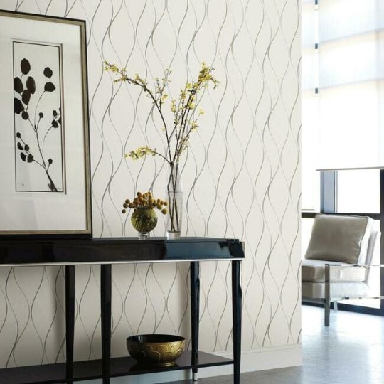 York Y6201401 Antonina Vella Dazzling Dimensions Vol II Wavy Stripe White/Silver - tapeta w metaliczne linie