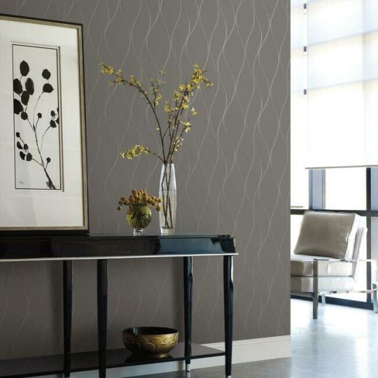 York Y6201405 Antonina Vella Dazzling Dimensions Vol II Wavy Stripe Charcoal - tapeta w metaliczne linie