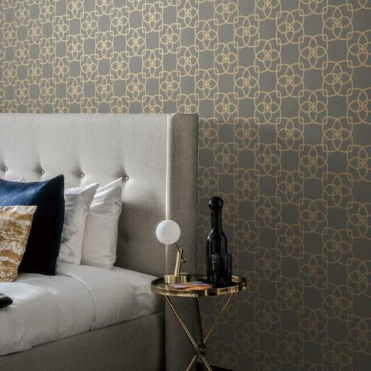 York Y6200204 Antonina Vella Dazzling Dimensions Vol II Serendipity Charcoal/Gold - tapeta w geometryczne kwiaty