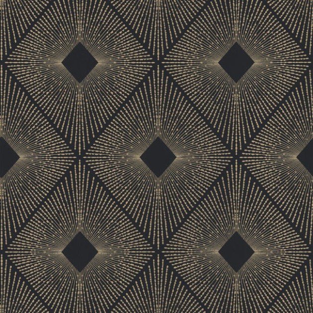 York NW3593 Antonina Vella Modern Metals Second Edition Harlowe Black/Gold NW3593 - tapeta w geometryczny motyw z metalicznymi akcentami