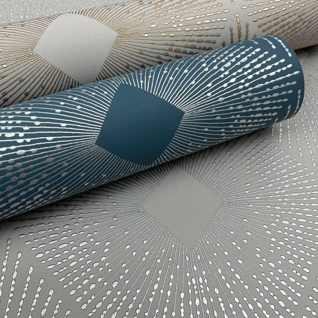 York MD7132 Antonina Vella Modern Metals Second Edition Harlowe Light Grey/Silver - tapeta w geometryczny motyw z metalicznymi akcentami