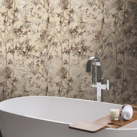 York NW3584 Antonina Vella Modern Metals Second Edition Shimmering Foliage Khaki/Multi - tapeta w roślinny motyw