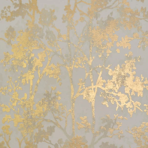 York NW3582 Antonina Vella Modern Metals Second Edition Shimmering Foliage Almond/Gold - tapeta w roślinny motyw