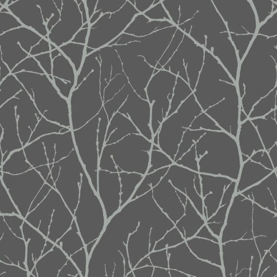 York MD7125 Antonina Vella Modern Metals Second Edition Trees Silhouette Charcoal/Silver - tapeta w gałęzie