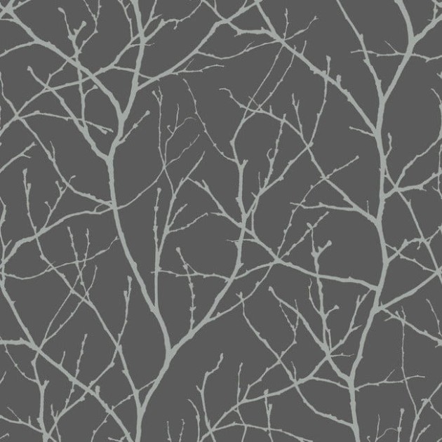 York MD7125 Antonina Vella Modern Metals Second Edition Trees Silhouette Charcoal/Silver - tapeta w gałęzie
