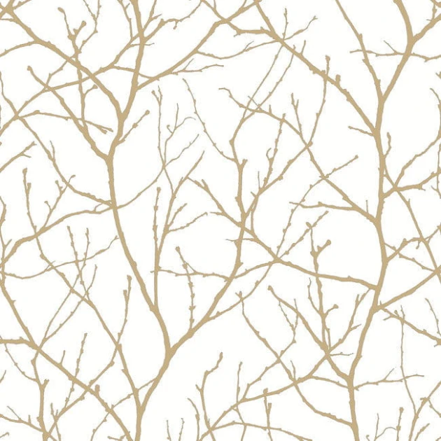 York MD7126 Antonina Vella Modern Metals Second Edition Trees Silhouette White/Gold - tapeta w gałęzie