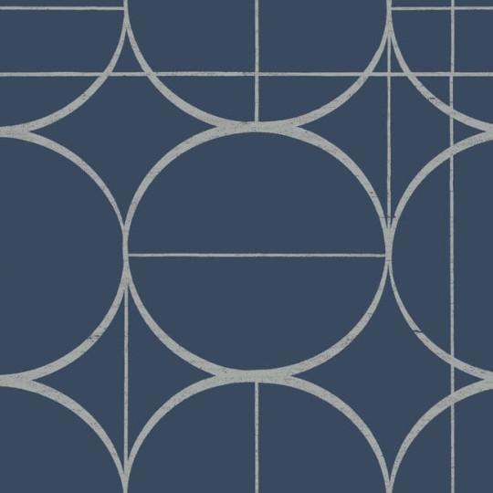 York MD7204 Antonina Vella Modern Metals Second Edition Sun Circles Blue/Silver - tapeta w geometryczny motyw