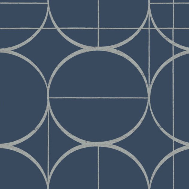 York MD7204 Antonina Vella Modern Metals Second Edition Sun Circles Blue/Silver - tapeta w geometryczny motyw