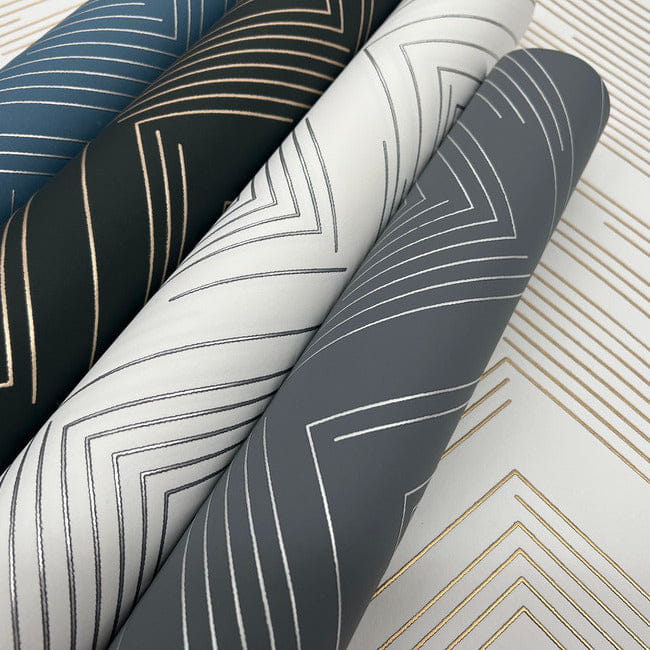 York MD7223 Antonina Vella Modern Metals Second Edition Polished Chevron White/Silver - tapeta w motyw jodełki