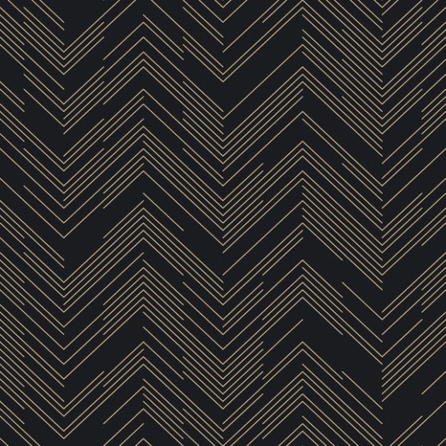 York MD7221 Antonina Vella Modern Metals Second Edition Polished Chevron Black/Gold - tapeta w motyw jodełki