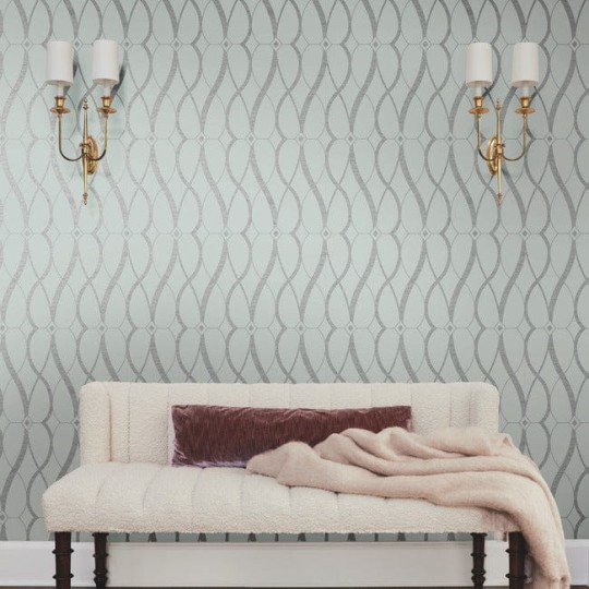 York MD7172 Antonina Vella Modern Metals Second Edition Graceful Geo Spa/Silver - tapeta w motyw geometryczny