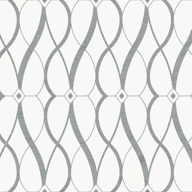 York MD7173 Antonina Vella Modern Metals Second Edition Graceful Geo White/Silver - tapeta w motyw geometryczny