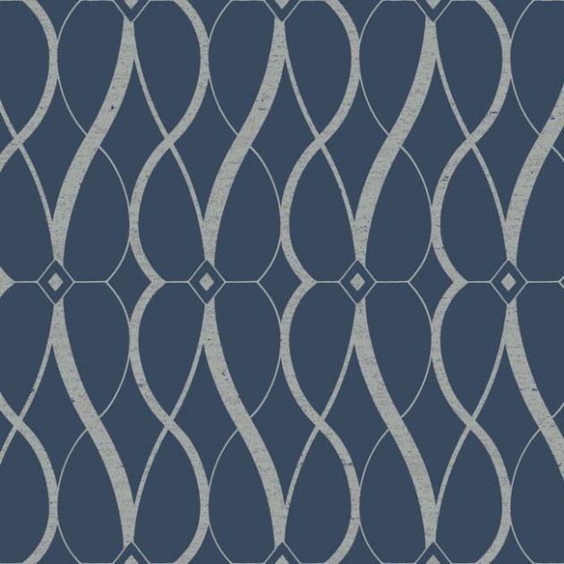 York MD7174 Antonina Vella Modern Metals Second Edition Graceful Geo Navy/Silver - tapeta w motyw geometryczny
