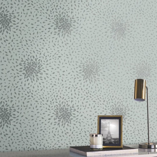 York MD7101 Antonina Vella Modern Metals Second Edition Petite Leaves Spa/Silver - tapeta w roślinny motyw