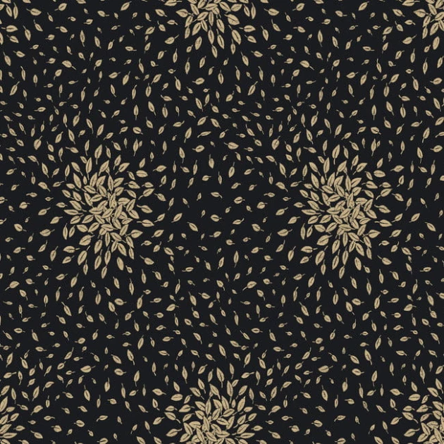 York MD7102 Antonina Vella Modern Metals Second Edition Petite Leaves Black/Gold - tapeta w roślinny motyw