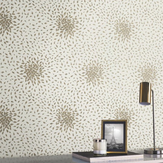 York MD7103 Antonina Vella Modern Metals Second Edition Petite Leaves Cream/Gold - tapeta w roślinny motyw