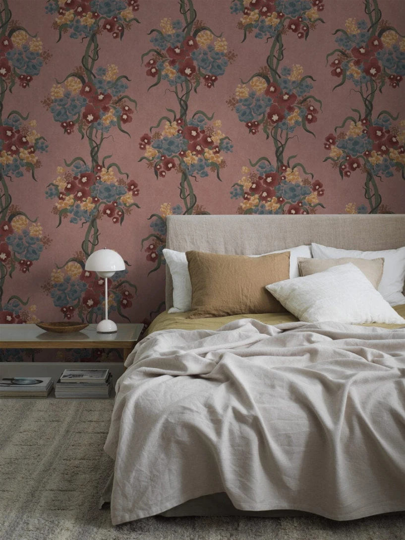 Boras Tapeter 9605W Studio Boquette Red - mural roślinny w bukiety kwiatów