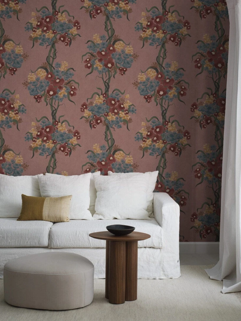 Boras Tapeter 9605W Studio Boquette Red - mural roślinny w bukiety kwiatów