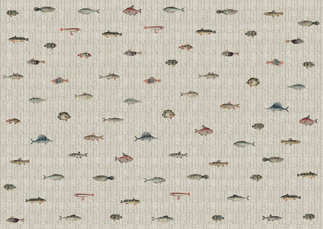Texturae TXWR16258 Pattern Nature Ancient Nature Fishes A - mural w ryby