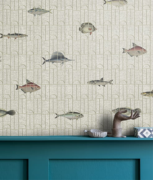 Texturae TXWR16258 Pattern Nature Ancient Nature Fishes A - mural w ryby
