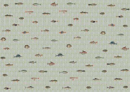 Texturae TXWR16259 Pattern Nature Ancient Nature Fishes B - mural w ryby