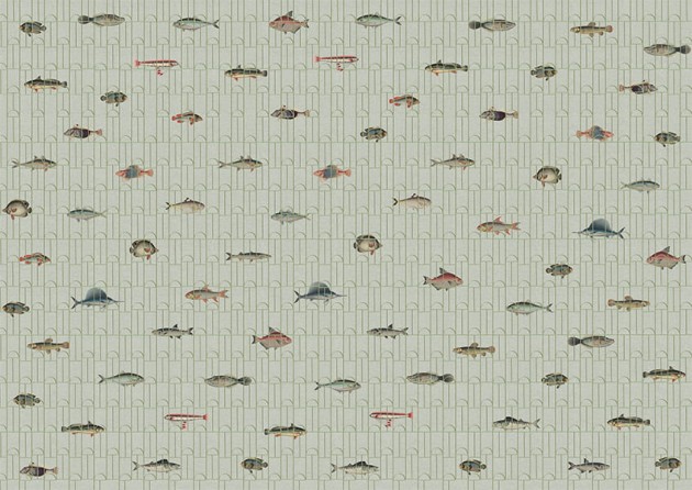 Texturae TXWR16259 Pattern Nature Ancient Nature Fishes B - mural w ryby
