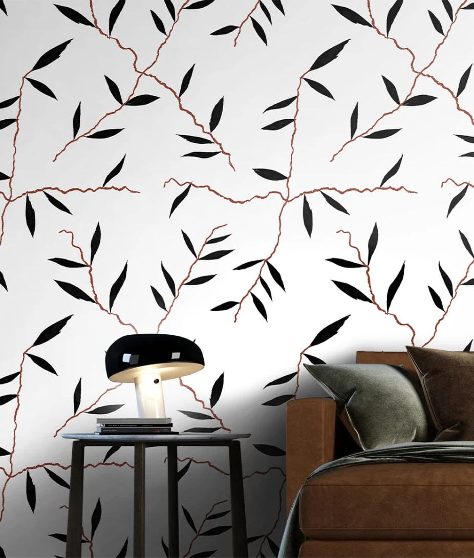 Texturae TXWR18472 Pattern Nature Chalk Cross B - mural w minimalistyczne liście