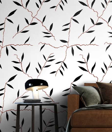 Texturae TXWR18473 Pattern Nature Chalk Cross B - mural w minimalistyczne liście