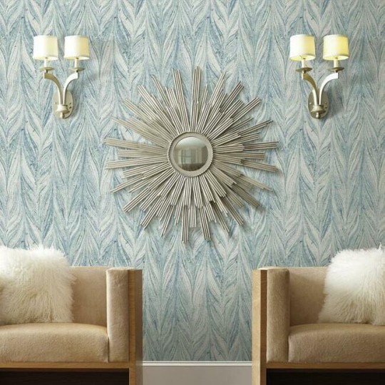 York Y6230803 Antonina Vella Natural Opalescence Ebru Marble Bright Blue - tapeta w roślinny motyw