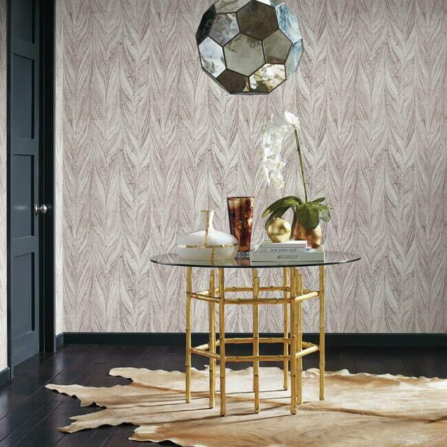 York Y6230804 Antonina Vella Natural Opalescence Ebru Marble Purple - tapeta w roślinny motyw