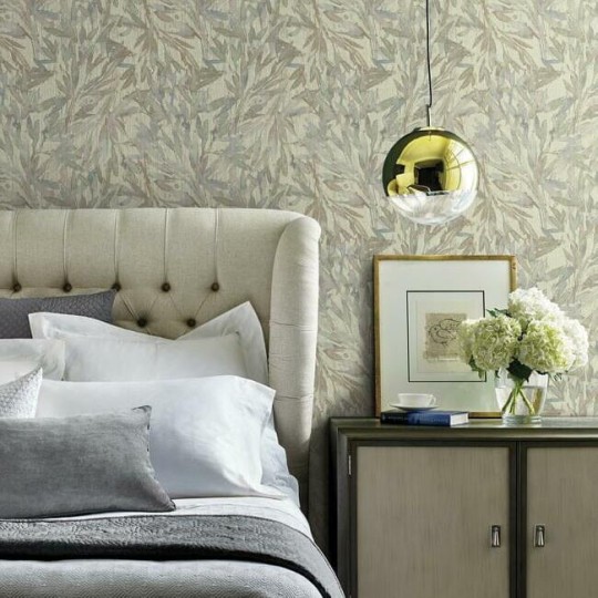 York Y6230703 Antonina Vella Natural Opalescence Rainforest Leaves Lavender/Light Blue - tapeta w liście