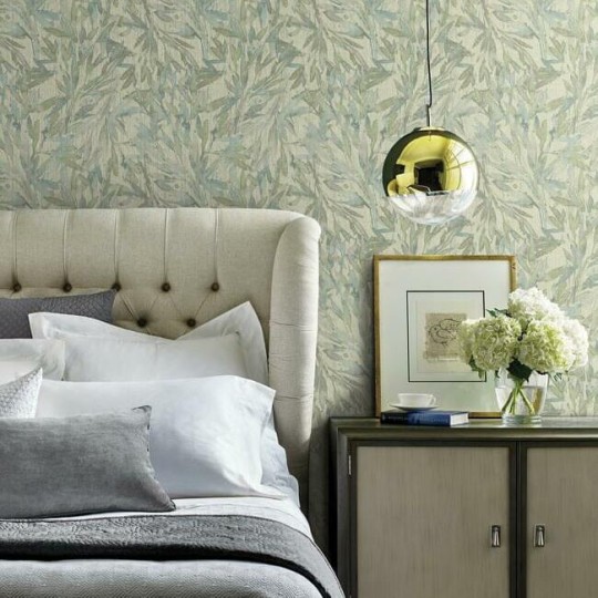 York Y6230704 Antonina Vella Natural Opalescence Rainforest Leaves Light Blue/Grey - tapeta w liście