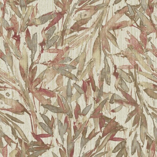 York Y6230706 Antonina Vella Natural Opalescence Rainforest Leaves Red/Warm Grey - tapeta w liście