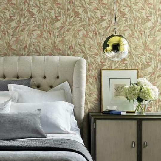 York Y6230706 Antonina Vella Natural Opalescence Rainforest Leaves Red/Warm Grey - tapeta w liście