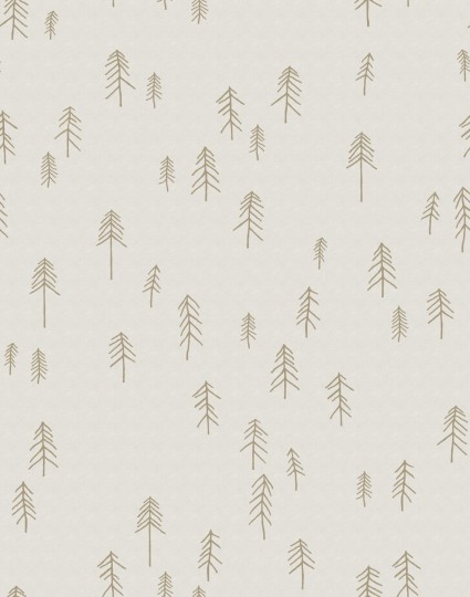 Rebel Walls R20634 Fine Little Day Tall Beige - mural w skandynawskie rysunki choinek