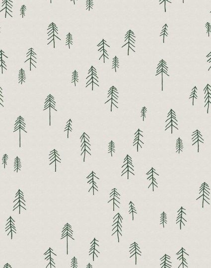 Rebel Walls R20637 Fine Little Day Tall Green - mural w skandynawskie rysunki choinek