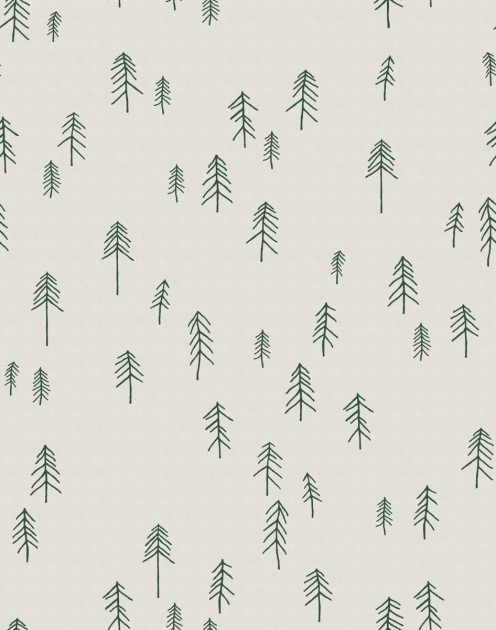 Rebel Walls R20637 Fine Little Day Tall Green - mural w skandynawskie rysunki choinek