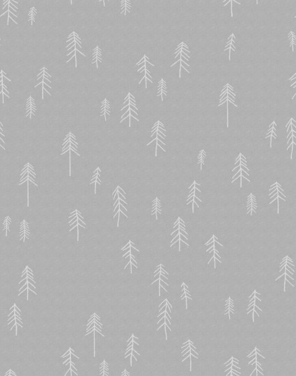 Rebel Walls R20638 Fine Little Day Tall Gray - mural w skandynawskie rysunki choinek