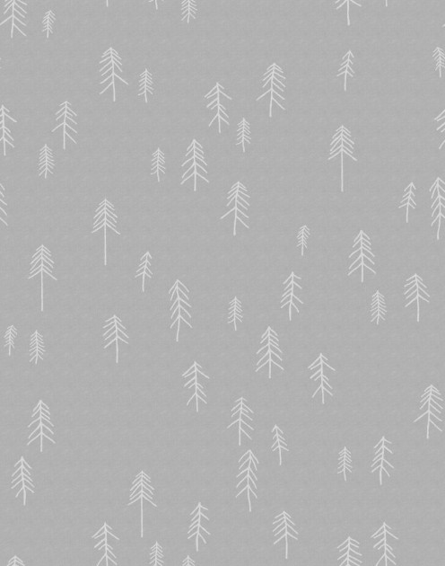 Rebel Walls R20638 Fine Little Day Tall Gray - mural w skandynawskie rysunki choinek