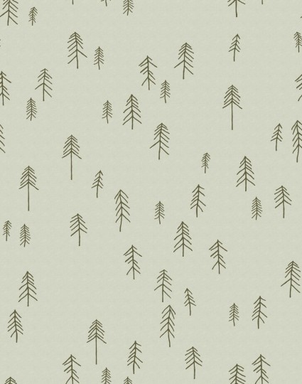 Rebel Walls R20639 Fine Little Day Tall Lightgreen - mural w skandynawskie rysunki choinek