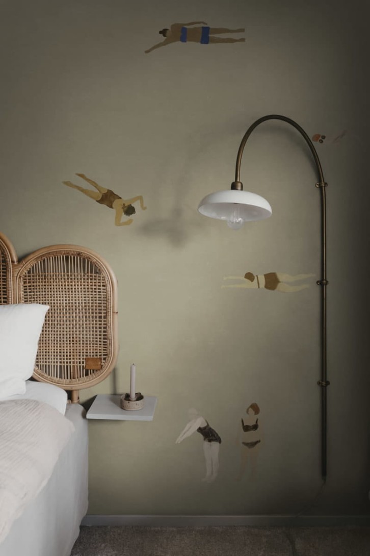 Rebel Walls R20633 Fine Little Day Swimmers Sand - mural w pływaczki