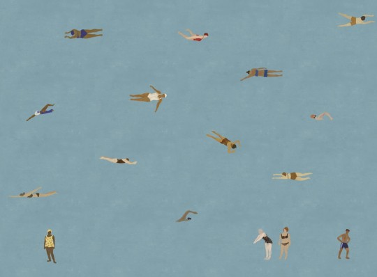 Rebel Walls R20632 Fine Little Day Swimmers Blue - mural w pływaczki