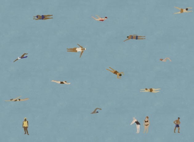 Rebel Walls R20632 Fine Little Day Swimmers Blue - mural w pływaczki